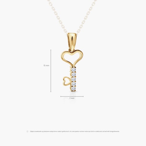 Zawieszka kluczyk SAVICKI: złota, cyrkonie